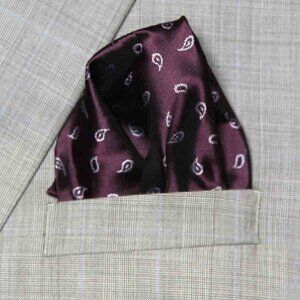 Gascoigne Pocket Square Maroon Red Tear Drop Pattern Men's